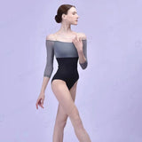 Sexy Three-Quarter Off-Shoulder Sleeves Ballet Leotards For Women