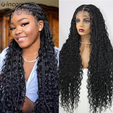 Boho Box Braid Wigs Blonde Synthetic Full Lace