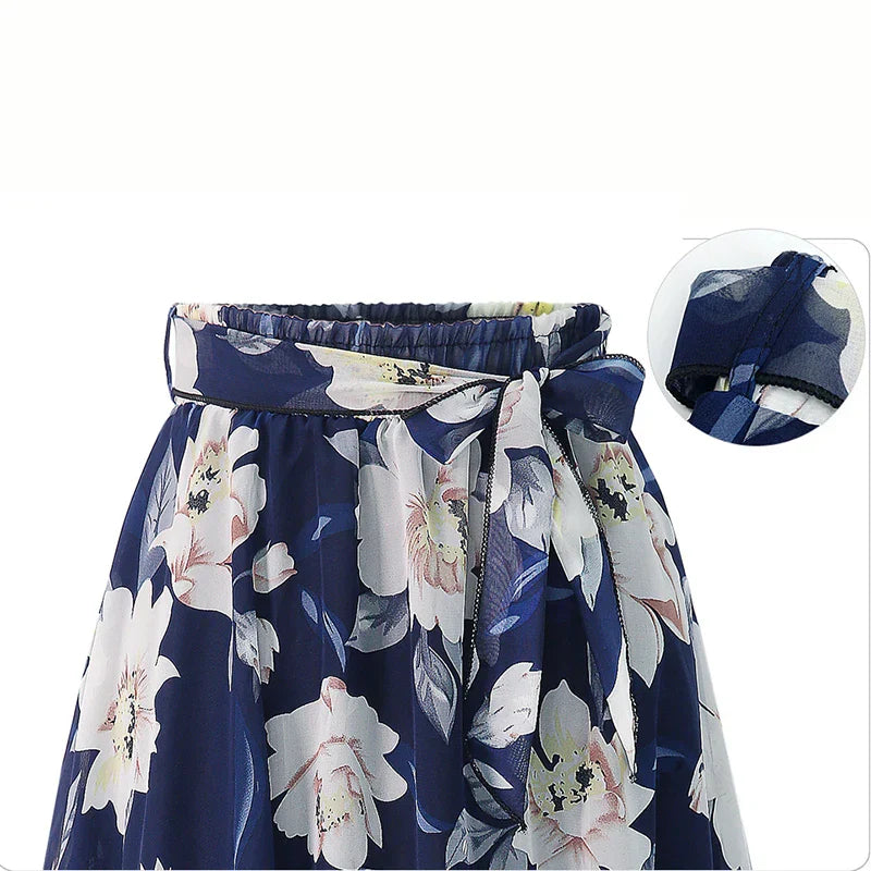 Print Floral Skirt Women Summer Loose Elastic High