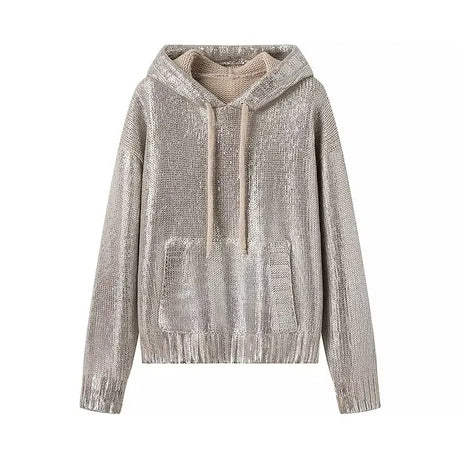 Women’s Metallic Hooded Sweater