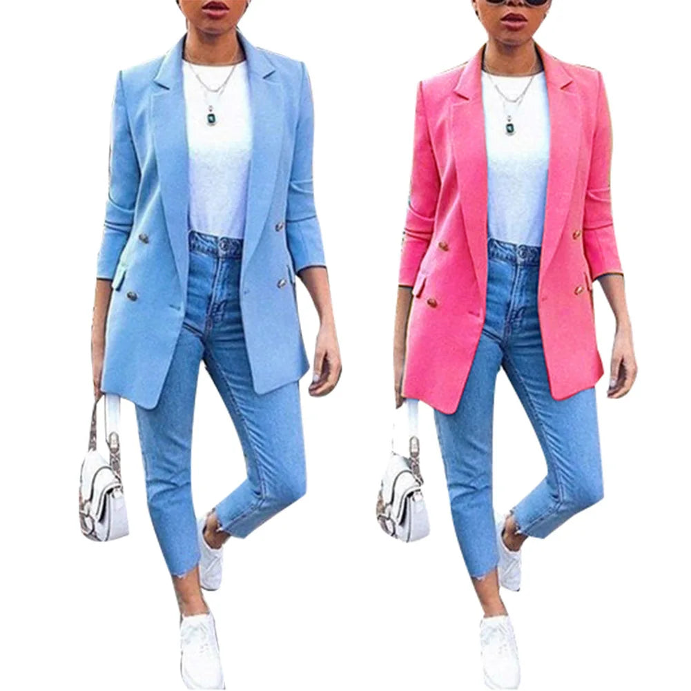 New Autumn Winter Women Blazer Coat Long-Sleeved Suit