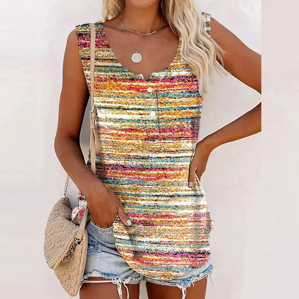 Women Sleeveless Printed Vest Tank Tops Ladies Summer