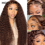 Brown Color Curly 13X4 Hd Lace Frontal Wig