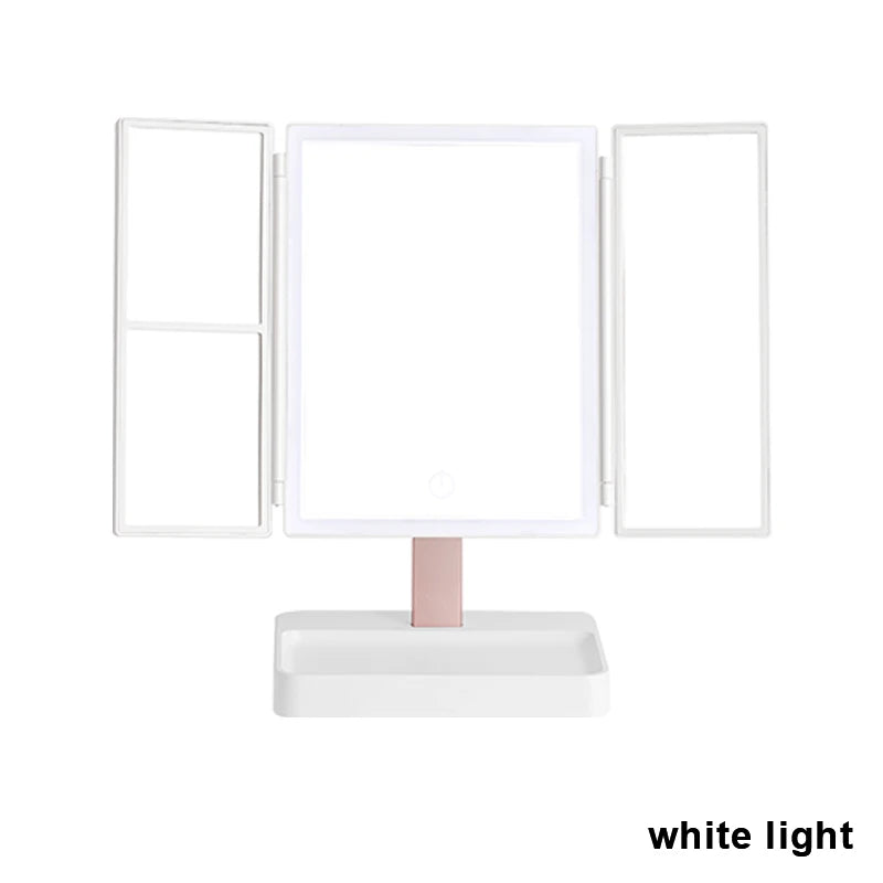 Led Light Vanity Mirror Magnifying Cosmetic Folding