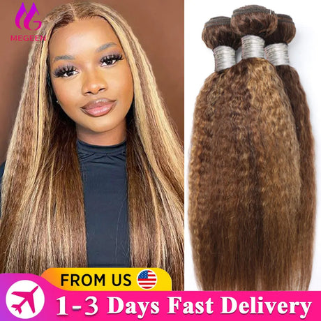 Highlight Kinky Straight Bundles Brazilian P/ Ombre Brown