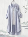 Loose Breathable Blouses Midi Shirt Korean Casual Autumn