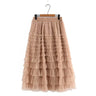 Women' Clothing Skirt Elastic Waist Mesh Skirt Calf