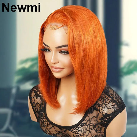 Glueless Ginger Orange Bob Lace Front Wig Human