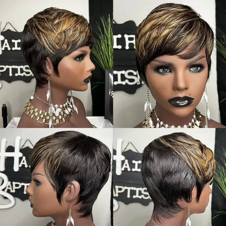 Wigera Highlight Synthetic Pixie Cut Wigs Short Hairstyles