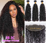 Brazilian B C Spirals Curly Bundles With Frontal