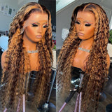 Highlight Honey Brown Curly Lace Front Human Hair