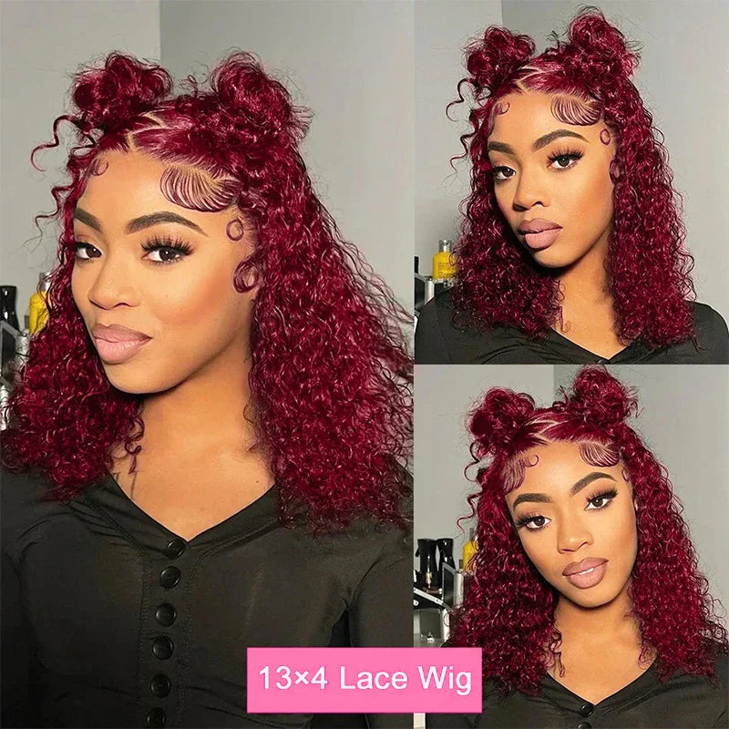 Burgundy Deep Wave Red Water Bob Wigs