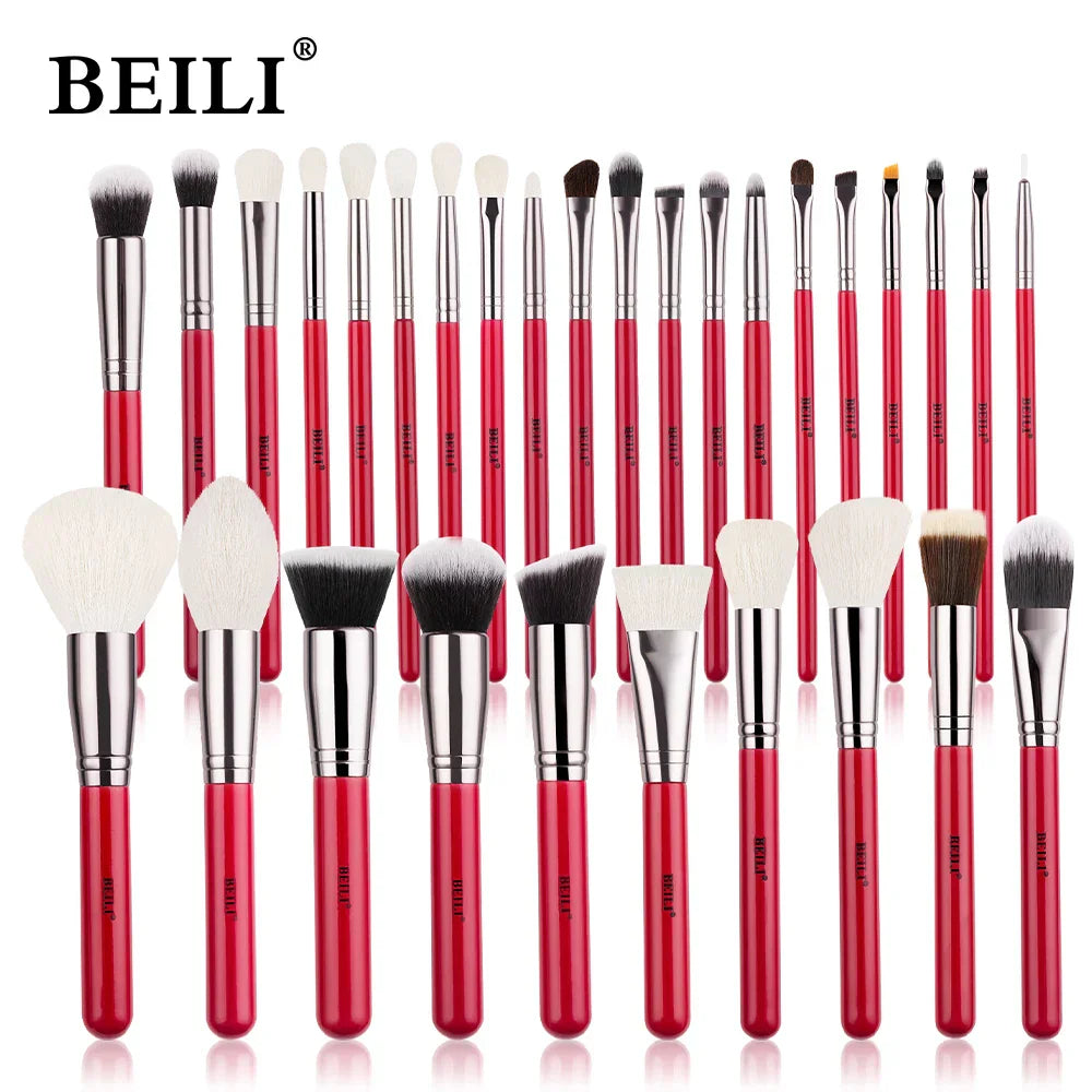 Beili Red Eye Makeup Brushes Professional Natural