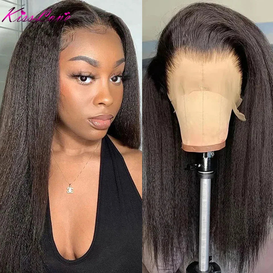 Glueless Wigs Kinky Straight 13X4 Lace Front Human