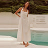 Pleated Halter Spaghetti Strap Dress Women Solid Backless
