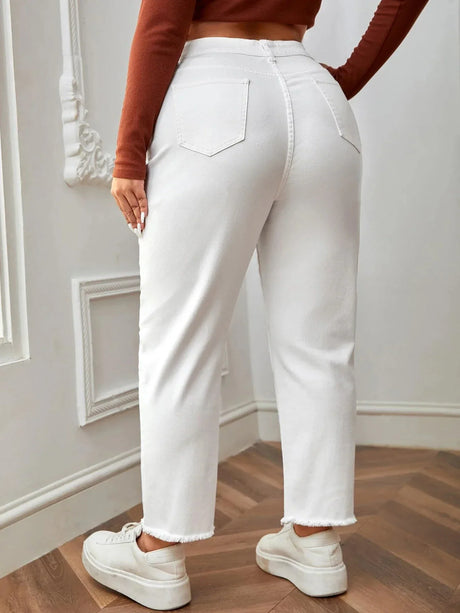 White Jeans For Women Straight Fitting Spring Autumn