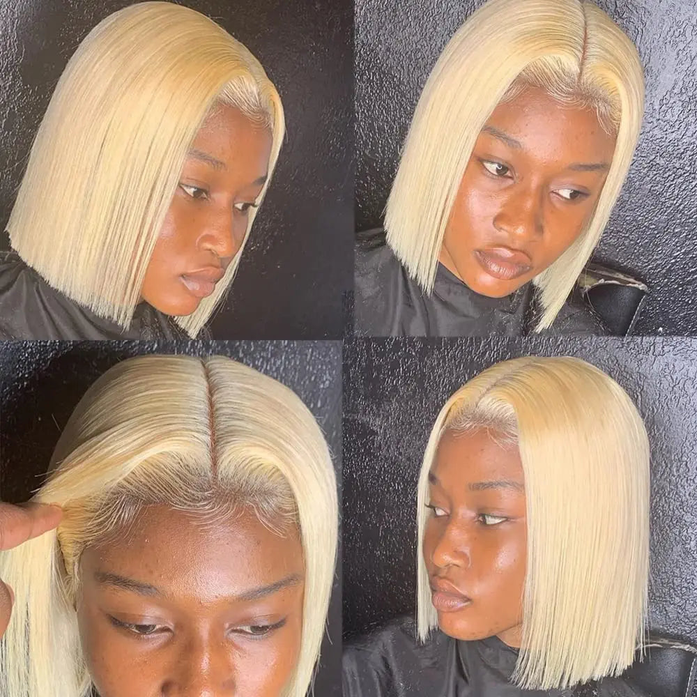 Blonde Bob Wigs Deep Part 13X4 Human Hair