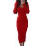 Sexy Backless Bodycon Long Sleeve Dress Slim Midi