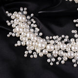 Fashion Bride Pearls Wedding Headband Silver Bridal Hairpiece