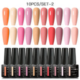 Nude Glitter Gel Nail Polish Set Purple Pink