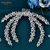 Youlapan Rhinestone Pearl Headpiece With Comb Bridal Headwear