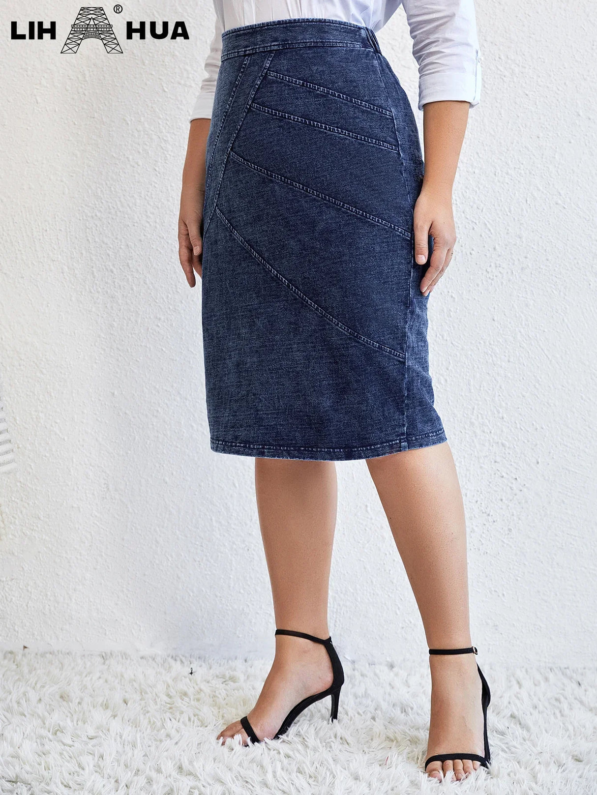 Lih Hua Women' Denim Skirt Chic Elegant Skirt