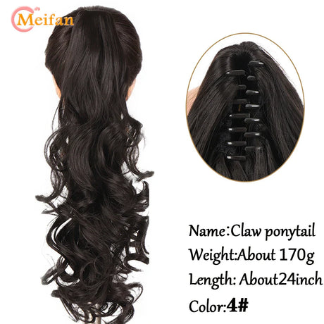 Meifan Long Synthetic Wavy Clip In Hair Ponytail