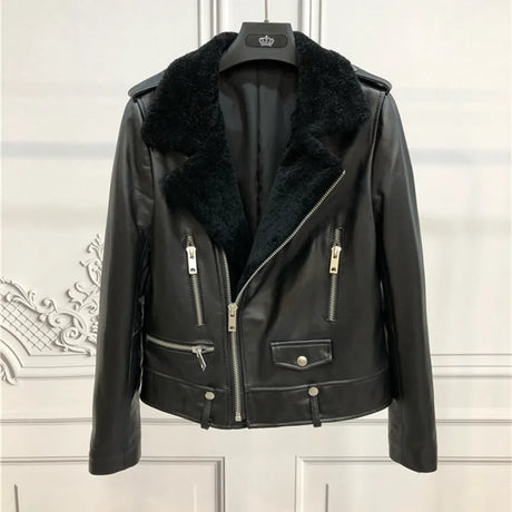 Winter Cotton Inside Thicker Warm Real Sheep Leather