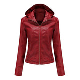 Women'S Moto Biker Zipper Jacket Hooded Faux Fur