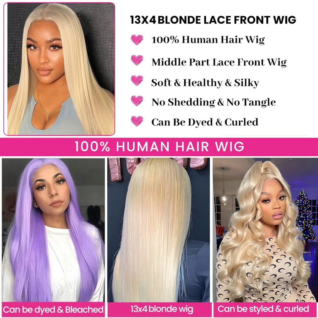 Lace Closure Wig Straight Blonde Lace Front