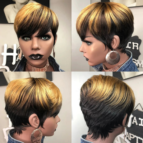 Wigera Highlight Synthetic Pixie Cut Wigs Short Hairstyles