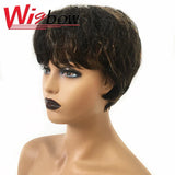 Human Hair Kinky Straight Wig Short Wet And