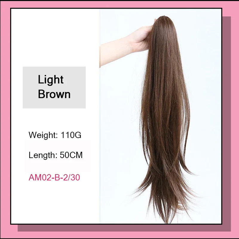 Long Wavy Straight Claw Clip On Ponytail Hair