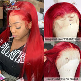 Hot Red Straight Lace Front Wig Brazilian