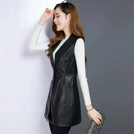 Faux Leather Vest Women' Clothing Pu Autumn Jacket