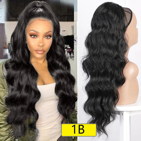 Vigorous Synthetic Long Body Wavy Drawstring Ponytail For