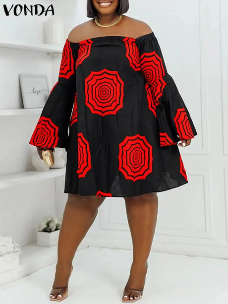 Vonda Women Off Shoulder Dress Summer Bohemian Floral