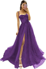 Shiny Tulle Evening Dress Sexy Black V-Neck Strapllace
