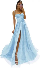 Shiny Tulle Evening Dress Sexy Black V-Neck Strapllace