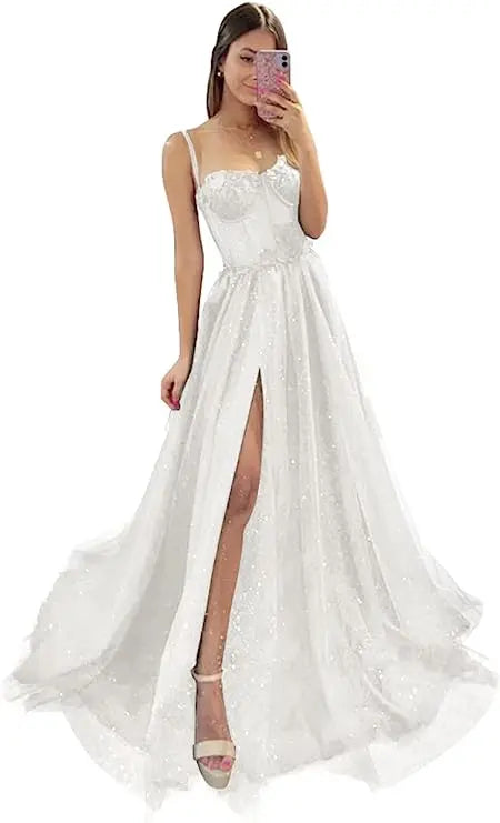 Shiny Tulle Evening Dress Sexy Black V-Neck Strapllace