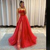 Shiny Tulle Evening Dress Sexy Black V-Neck Strapllace