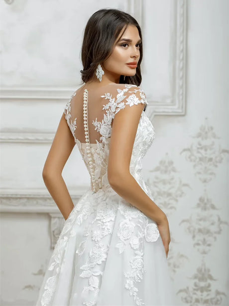 Boho Cap Sleeve Wedding Dress