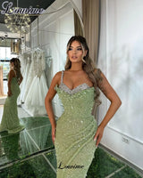 Crystal-Embellished Green Mermaid Dress