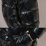 Spring Autumn Winter Women Hooded Down Parkas Glossy