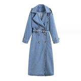 Spring And Autumn X-Long Denim Trench Coats For