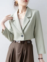 Suit Jacket Women Short Blazer Solid Long Sleeve