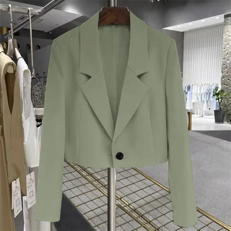 Suit Jacket Women Short Blazer Solid Long Sleeve