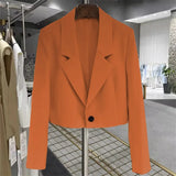 Suit Jacket Women Short Blazer Solid Long Sleeve