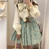 Summer Green Kawaii Mini Dress Women Sweet Ruffles