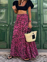 Summer Long Skirts Women Boho Print Skirt Female